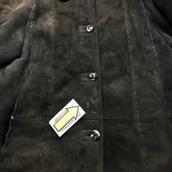 Vintage 100% Lambskin Shearling Long Coat Womens Large Suede Fur Lined Button - Picture 14 of 14